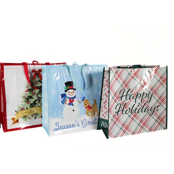 NWT Michaels Holiday Christmas Tote Shopping Bags Set of 3 Eco-Friendly - Picture 2 of 16
